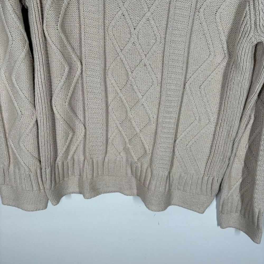 Hunter Boot LTD Men SZ M Cream Cable Knit Crew Neck Wool Bl Pullover Sweater NWT